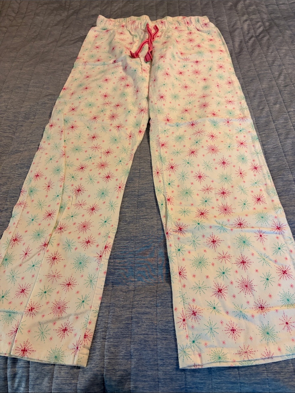 Xhilaration XS White Cotton Sleepwear Pants with Pink and Aqua Starbursts